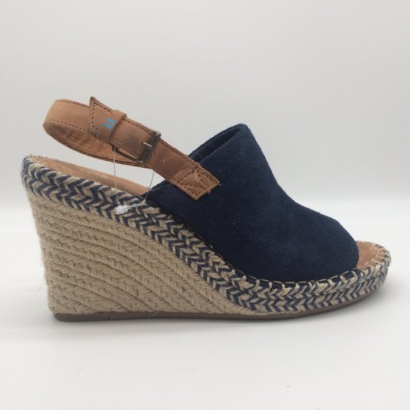 Toms Shoes - Toms Espadrille Wedge Sandals Navy 8.5 NWOT